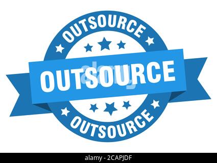 outsource round ribbon isolated label. outsource sign Stock Vector