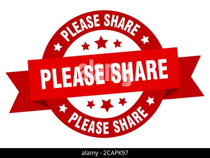 please share round ribbon isolated label. please share sign Stock Vector