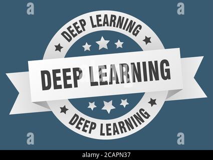 deep learning round ribbon isolated label. deep learning sign Stock Vector