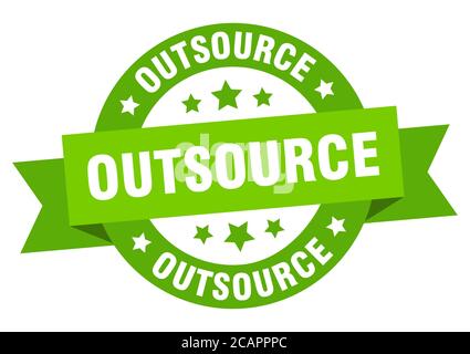 outsource round ribbon isolated label. outsource sign Stock Vector