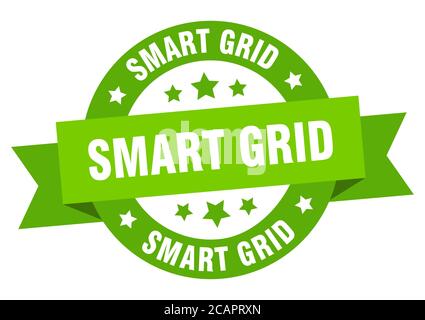 smart grid round ribbon isolated label. smart grid sign Stock Vector