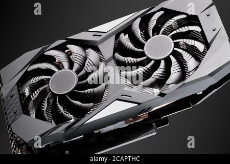 Modern graphic computer card isolated on the gradient background. Studio shot Stock Photo