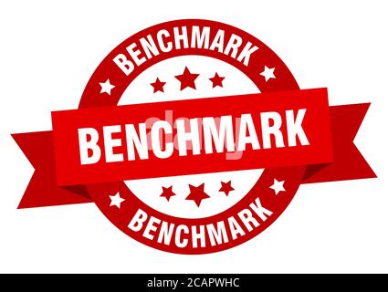 benchmark round ribbon isolated label. benchmark sign Stock Vector