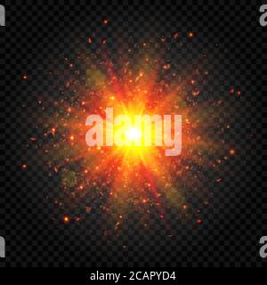 Explosion light. Vector sun flare. Explosion star Vector illustration. Stock Vector