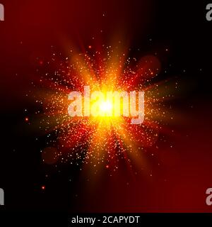 Explosion light. Vector star explosion Red glow effect. Stock Vector