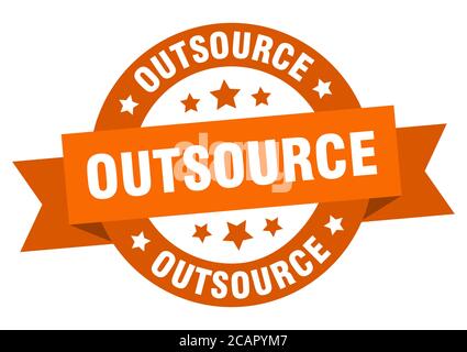 outsource round ribbon isolated label. outsource sign Stock Vector