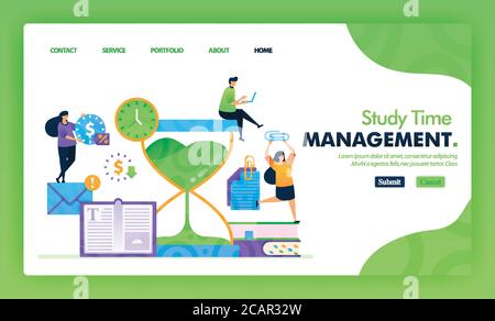 Landing page illustration concept back to school of study time management. Study Educational for marketing and promotion can use for website, web, UI Stock Vector