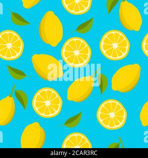 Citrus seamless pattern. Hand drawn lemon background. Vector illustration. Stock Vector