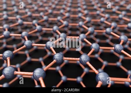 3D rendering of graphene sheets on black surface Stock Photo