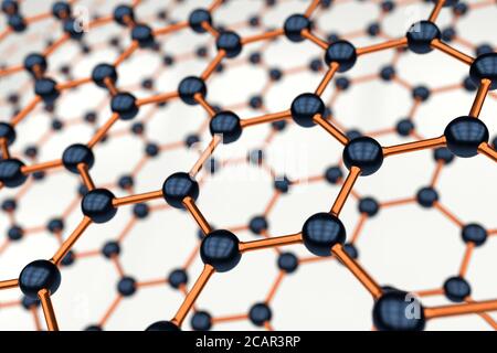 3D rendering of graphene sheets on white surface Stock Photo