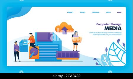 Landing page vector design of Computer Storage Media. Easy to edit and customize. Modern flat design concept of web page, website, homepage, mobile ap Stock Vector