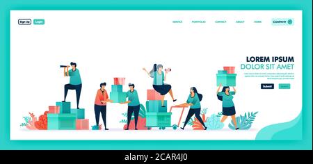 People help each other, Collect donations and funds to help others, Platform to volunteers collaborate for collect and distribute help box to disaster Stock Vector