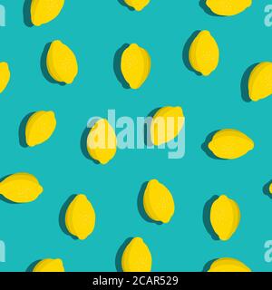 Lemons background. Hand drawn citrus pattern Vector illustration. Stock Vector