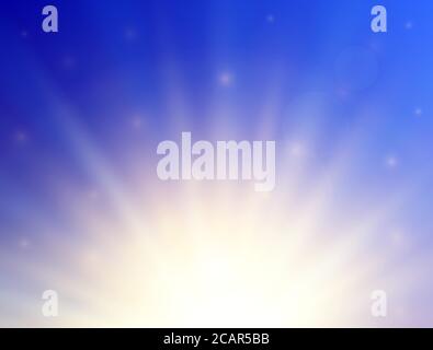 Shining sun with lens flare. Summer background. Vector illustration. Stock Vector