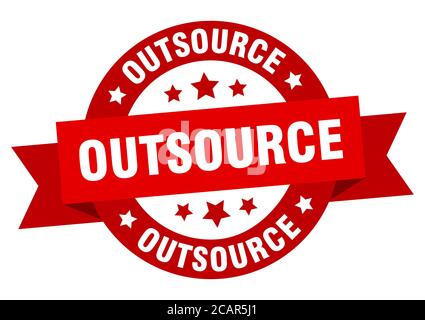 outsource round ribbon isolated label. outsource sign Stock Vector