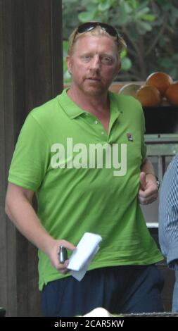 MIAMI BEACH, FL- SEPTEMBER 03: Boris Becker and wife Sharlely 'Lilly' Kerssenberg relax on holiday in Miami with their six-month-old baby Amadeus and Boris son Noah. Lilly seemed to have lost all the weight she gained when pregnant with Amadeus who was born on February 9 earlier this year. on September 3, 2010 in Miami Beach, Florida People: Boris Becker Credit: Storms Media Group/Alamy Live News Stock Photo