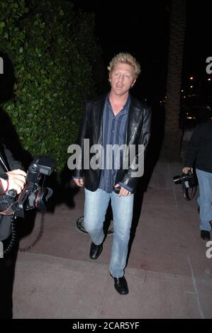 Miami Beach, USA. 28th Dec, 2005. MIAMI, FL - DECEMBER 27:Tennis great Borris Becker leaving, after partying at the Astor Hotel on South Beach. On December 27, 2005 in Miami Beach, Florida. People; Borris Becker; girlfriend Credit: Storms Media Group/Alamy Live News Stock Photo