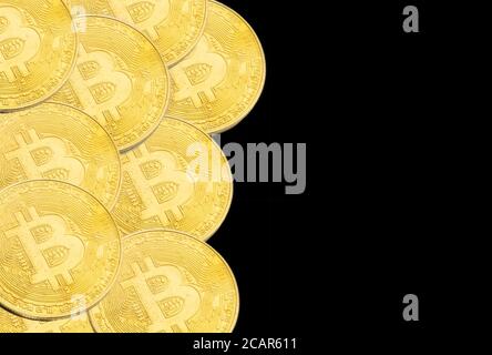 BITCOIN Cryptocurrency on black background. Cryptocurrency concept Stock Photo