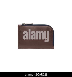 Brown leather wallet isolated on white with clipping path Stock Photo
