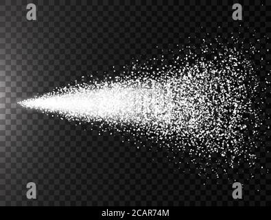 Water spray mist of atomizer on transparent background. Realistic spray with drops, dust, smoke and white fog. Water hazy clean. Cosmetic design. Vect Stock Vector