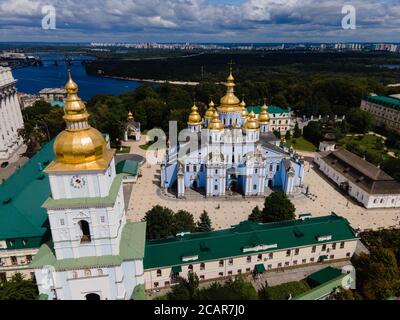 St. Michael's Golden-Domed Monastery in Kyiv, Ukraine. Aerial view Stock Photo