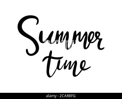 Summer time. Hand lettering typographic element. Brush lettering composition. Vector illustration. Stock Vector