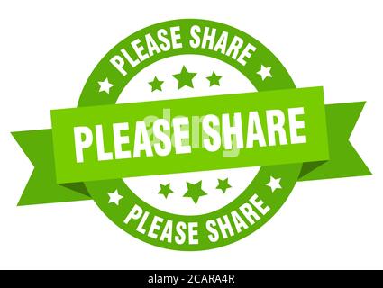 please share round ribbon isolated label. please share sign Stock Vector