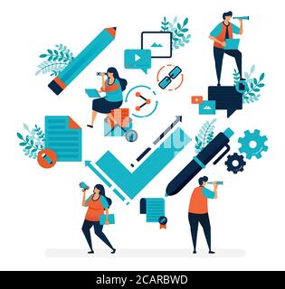 verification to enter into agreements and cooperation. confirm and verify on  company documents. simple tick symbol vector illustration for landing pa Stock Vector