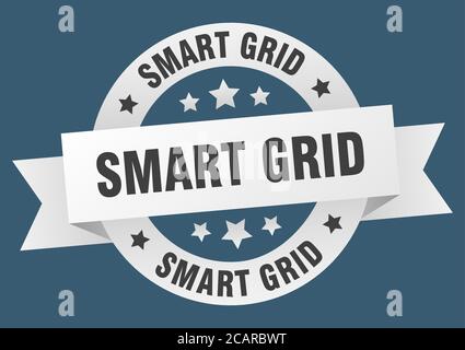 smart grid round ribbon isolated label. smart grid sign Stock Vector