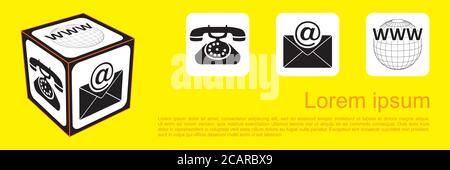 Information cube contact icon. Contact us web and internet concept with email, phone and internet icon for website, blog and online business. Stock Vector
