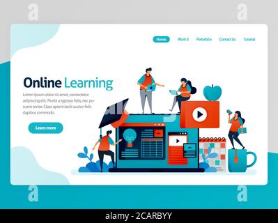 Vector illustration for online learning landing page. Distance learning. Idea of ​​educational efficiency. Accounting lesson, learning platform, tutor Stock Vector