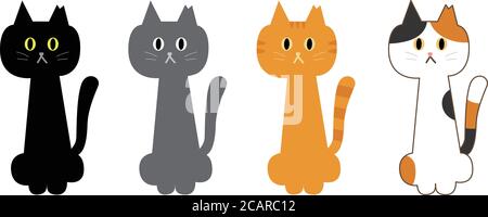 Cartoon set of trap–neuter–return cats. Vector illustration isolated on white background. Stock Vector