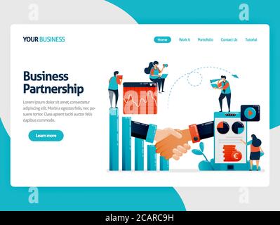 Collaboration to get return on profit and opportunities. Bar chart and diagram. Mobile financial chart. Business analysis. Flat vector human illustrat Stock Vector