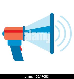 Megaphone Icon, vector graphics. Loudspeaker sign flat design style. Stock Vector