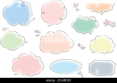 Hand drawn set of colorful speech bubbles. Vector illustration isolated on white background. Stock Vector