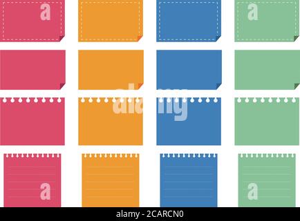 Set of colorful sticky notes. Vector illustration isolated on white background. Stock Vector