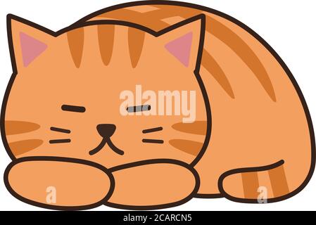 Sleeping tabby cat in a loaf. Vector illustration isolated on white background. Stock Vector