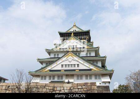 The Osaka Castle in autumn season, one of the famous castle in Japan. Stock Photo