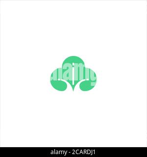 Cloud Abstract Green Leaf and Leaves logo Icon Vector Design. Landscape Design, Garden, Plant, Nature, Health and Ecology Vector Logo Illustration. Stock Vector