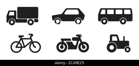 Transportation icons set. City transport simple minimalistic icons on white isolated background Stock Vector