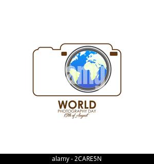 Vector Illustration of World Photography day. August 19. Lens of the Camera in Abstract Form. Icon or Logo Stock Vector