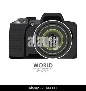 Vector Illustration of World Photography day. August 19. Lens of the Camera in Abstract Form. Icon or Logo Stock Vector