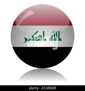 Iraqi flag glass ball on light mirror surface vector illustration Stock Vector