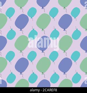 purple green blue baloons seamless vector pattern Stock Vector