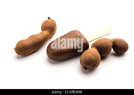 Imli stick Candy or Tamarind Lollipop is kids favourite sweet food in India Stock Photo