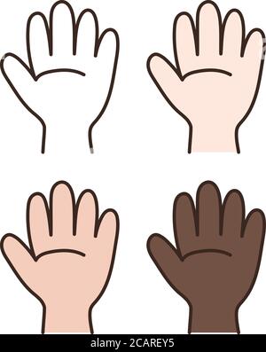 Set of human open palm. Isolated on white background. Stock Vector