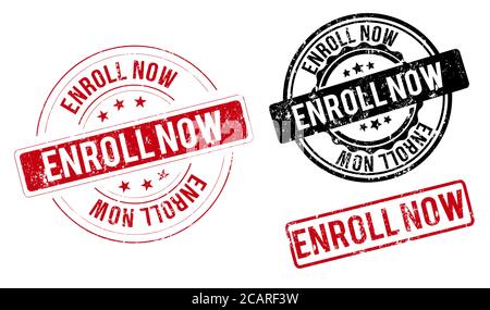 enroll now band sign. enroll now black-red round ribbon sticker Stock Vector