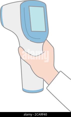 Infrared forehead thermometer gun for corona-virus. Isolated on white background. Stock Vector