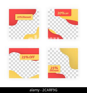 social media post templates for discounts, sales and offers. online media content promotions and marketing element. Square photo template for online a Stock Vector