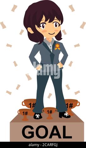 Business woman winner vector concept Illustration Stock Vector
